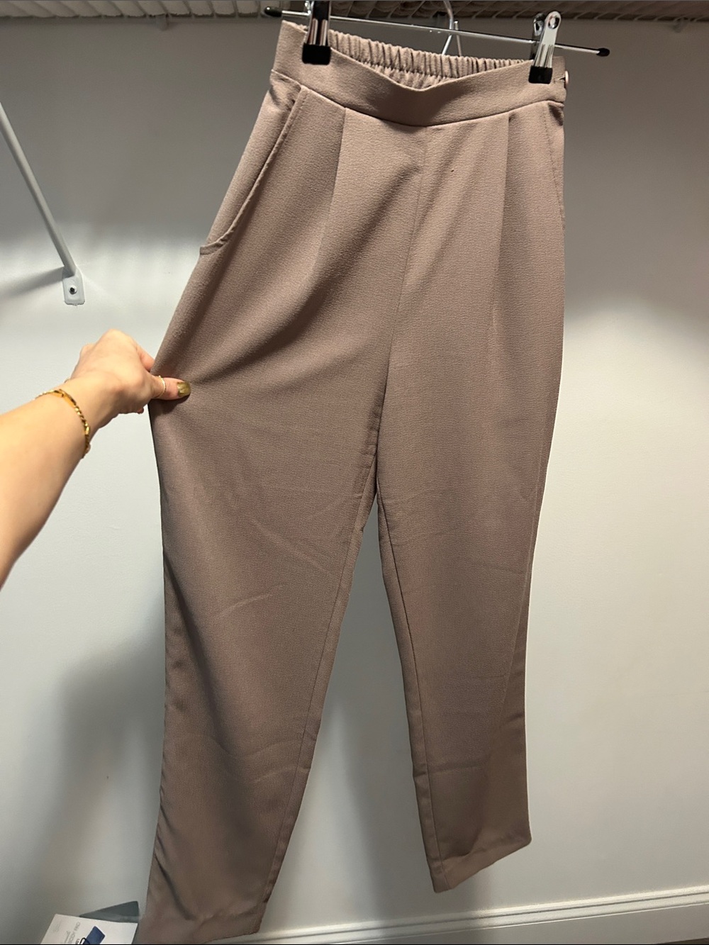 American Apparel Mauve-Taupe Pull-On Tapered Pants